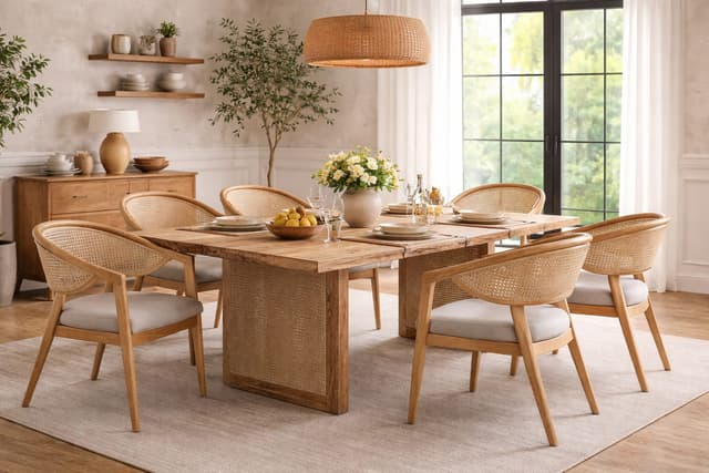 A showcase of exquisite handcrafted furniture in a well-lit, elegant room.